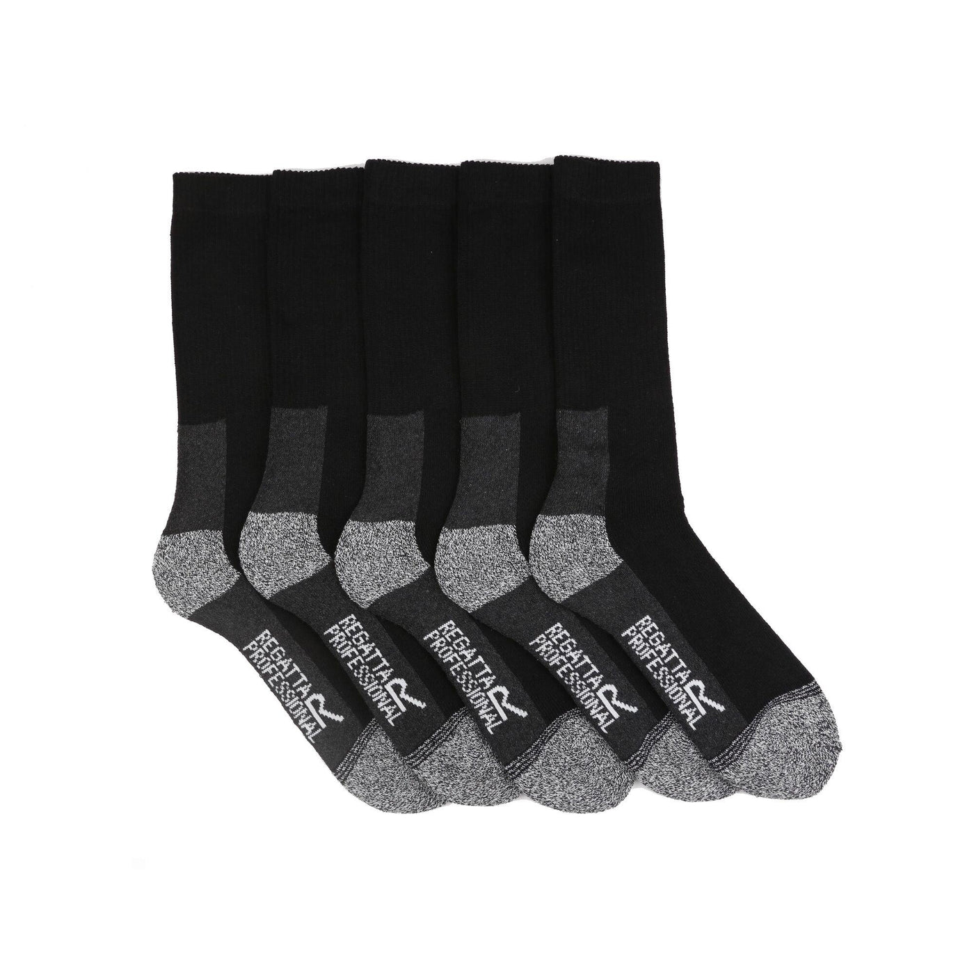 Regatta Professional Pro 5 Pack Work Socks Black 1#colour_black