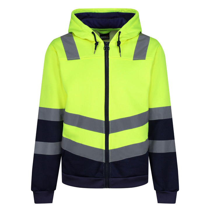 Regatta Professional Pro Hi Vis Full Zip Hoodie Yellow Navy 1#colour_yellow-navy