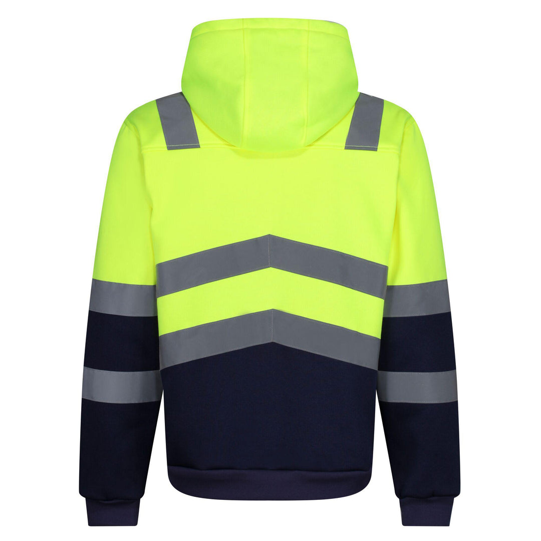 Regatta Professional Pro Hi Vis Full Zip Hoodie Yellow Navy 2#colour_yellow-navy