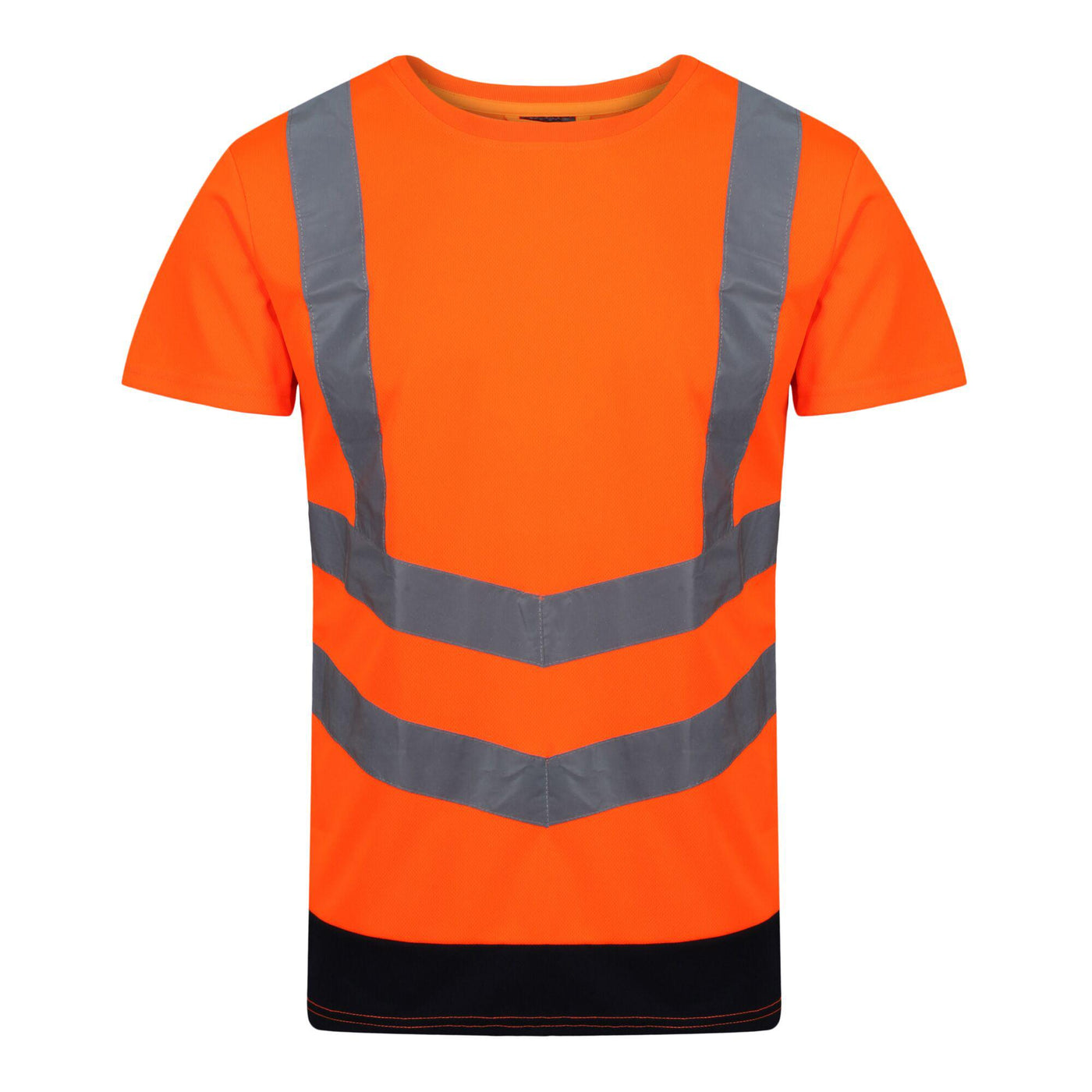 Regatta Professional Pro Hi Vis Shorts Sleeve T-Shirt Orange Navy 1#colour_orange-navy