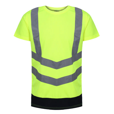 Regatta Professional Pro Hi Vis Shorts Sleeve T-Shirt Yellow Navy 1#colour_yellow-navy