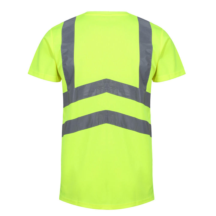 Regatta Professional Pro Hi Vis Shorts Sleeve T-Shirt Yellow Navy 2#colour_yellow-navy