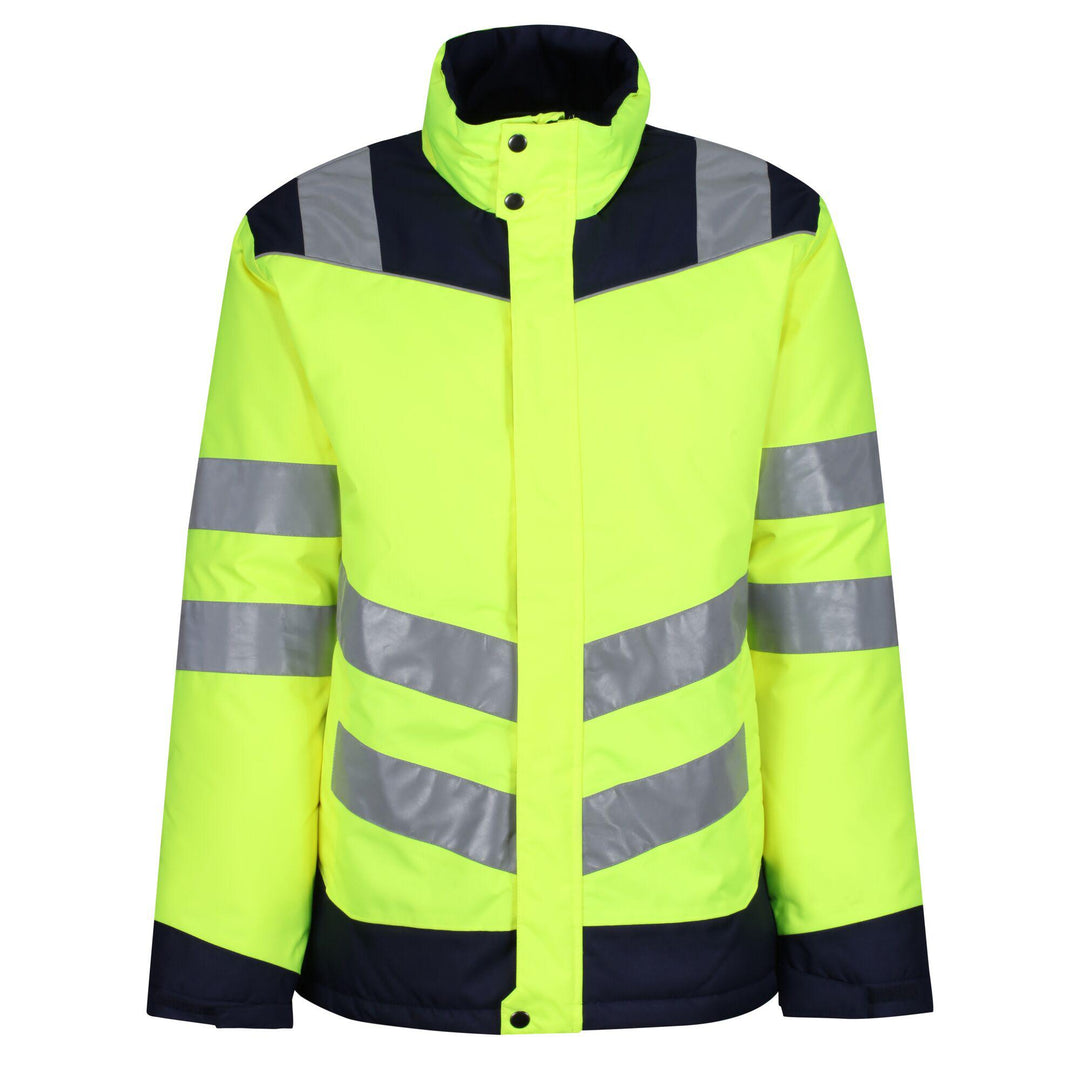 Regatta Professional Pro Hi Vis Thermogen Heated Jacket Yellow Navy 1#colour_yellow-navy