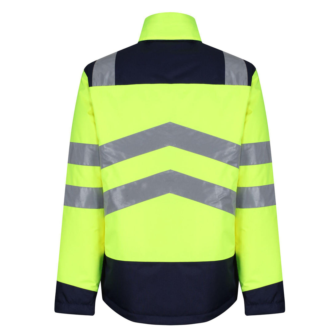 Regatta Professional Pro Hi Vis Thermogen Heated Jacket Yellow Navy 2#colour_yellow-navy