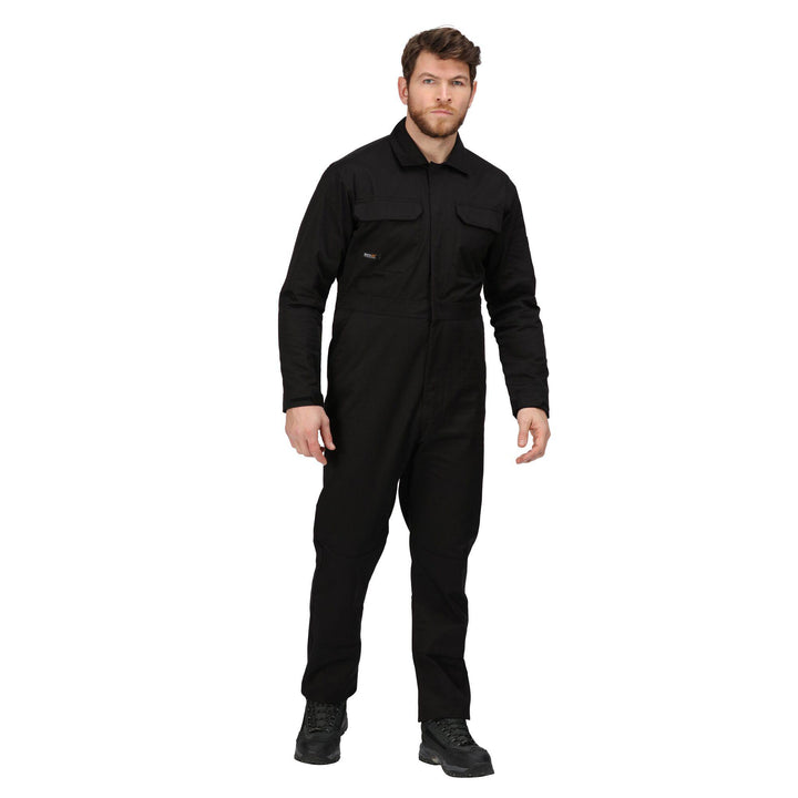 Regatta Professional Pro Stud Fasten Coverall Black Model 8#colour_black