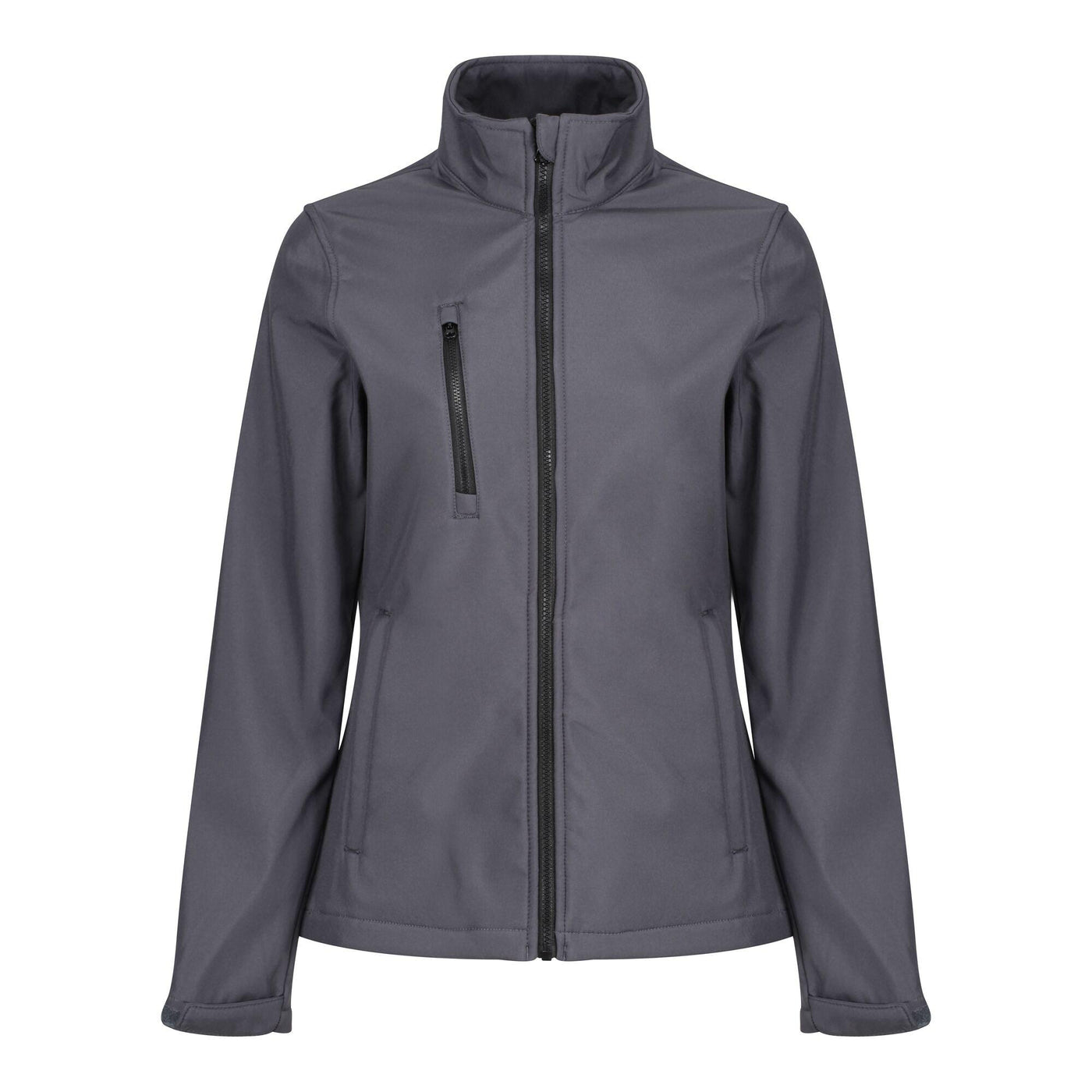 Regatta Professional Womens Ablaze 3-layer Printable Softshell Jacket Seal Grey Black 1#colour_seal-grey-black