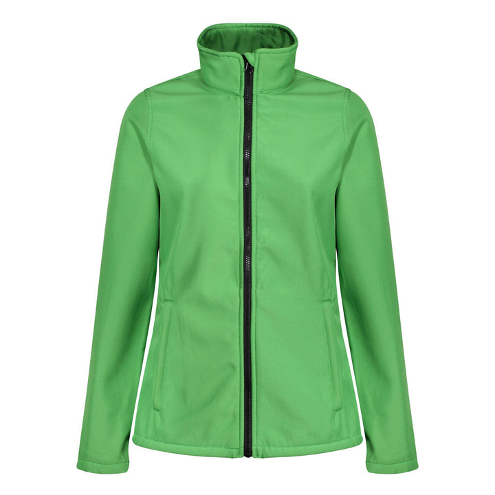 Regatta Professional Womens Ablaze Printable Softshell Jacket Extreme Green Black 1#colour_extreme-green-black