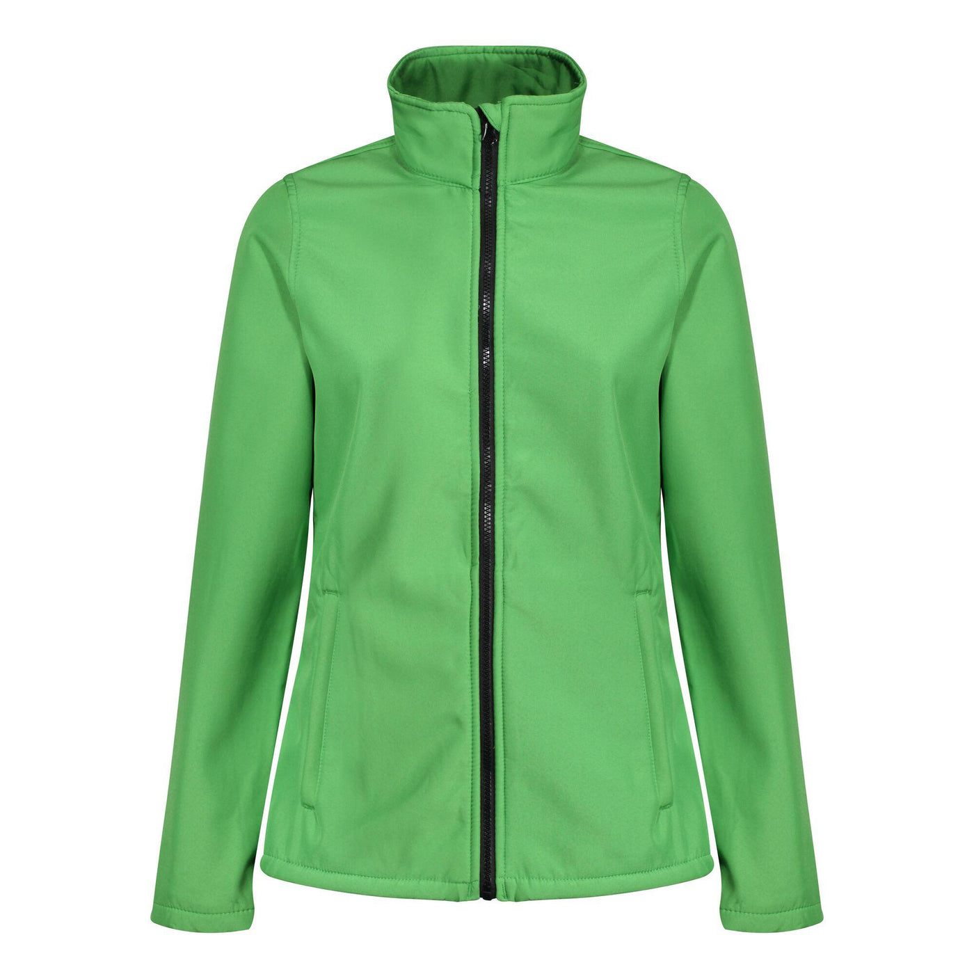 Regatta Professional Womens Ablaze Printable Softshell Jacket Extreme Green Black 1#colour_extreme-green-black