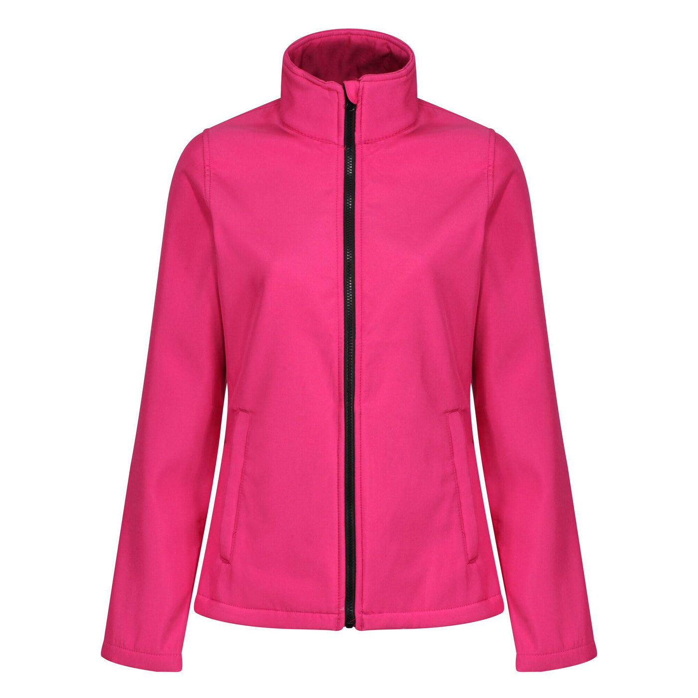 Regatta Professional Womens Ablaze Printable Softshell Jacket Hot Pink Black 1#colour_hot-pink-black