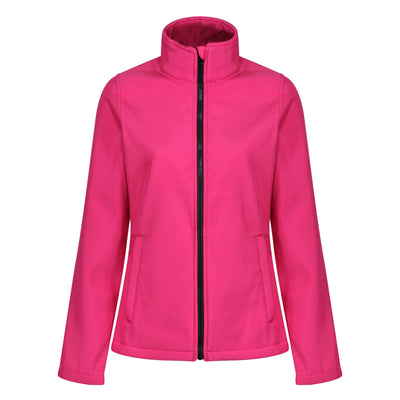 Regatta Professional Womens Ablaze Printable Softshell Jacket Hot Pink Black 1#colour_hot-pink-black