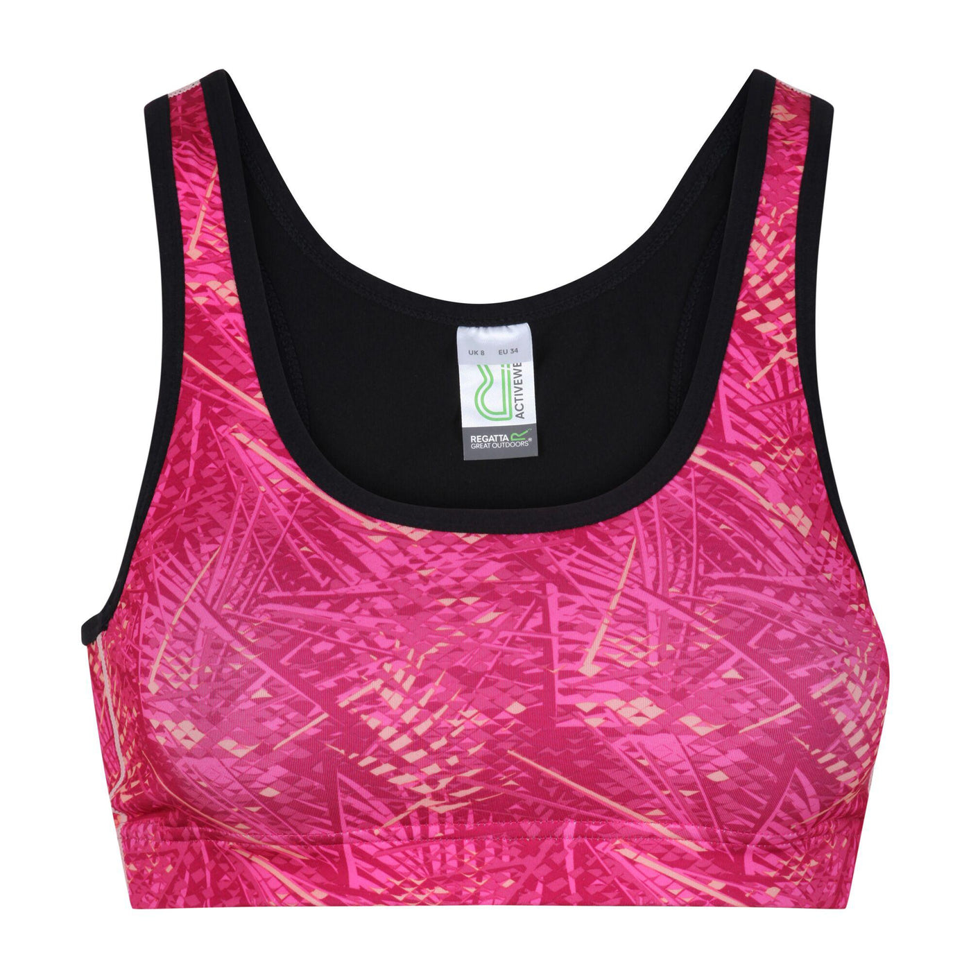 Regatta Professional Womens Asana Sports Bra Hot Pink Print 1#colour_hot-pink-print