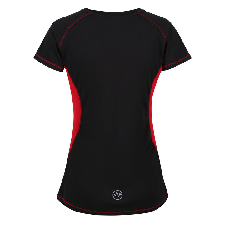 Regatta Professional Womens Beijing Lightweight Cool and Dry T-Shirt Black Classic Red 2#colour_black-classic-red