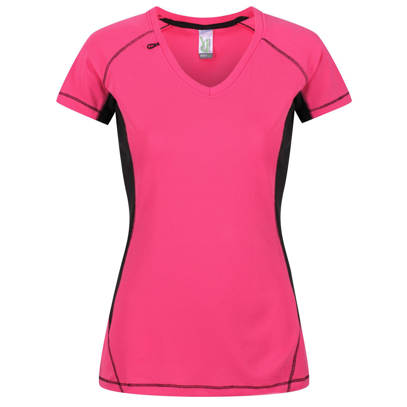 Regatta Professional Womens Beijing Lightweight Cool and Dry T-Shirt Hot Pink Black 1#colour_hot-pink-black