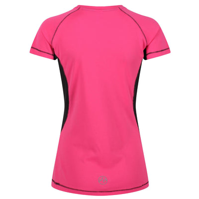 Regatta Professional Womens Beijing Lightweight Cool and Dry T-Shirt Hot Pink Black 2#colour_hot-pink-black