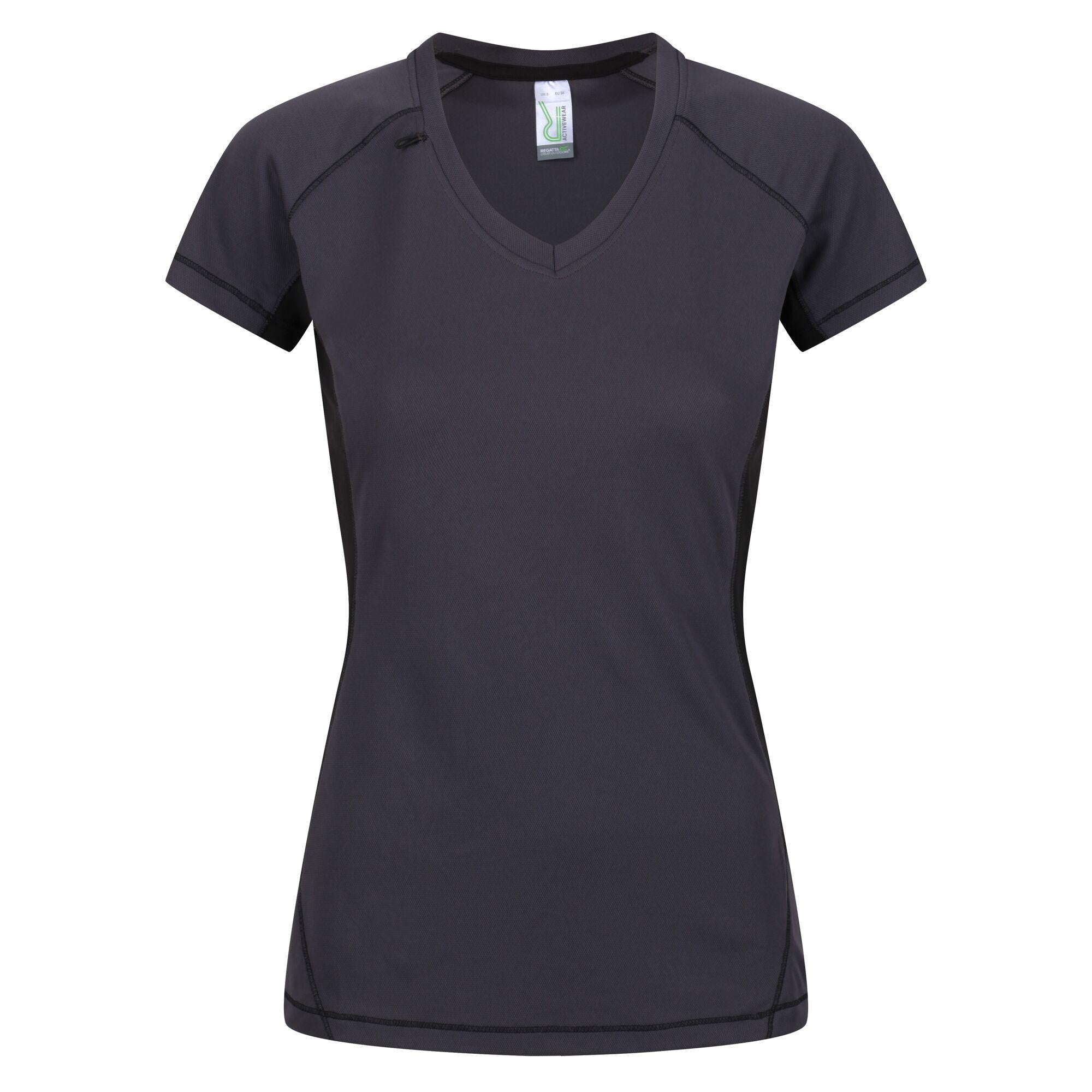 Regatta Professional Womens Beijing Lightweight Cool and Dry T-Shirt Iron Black 1#colour_iron-black