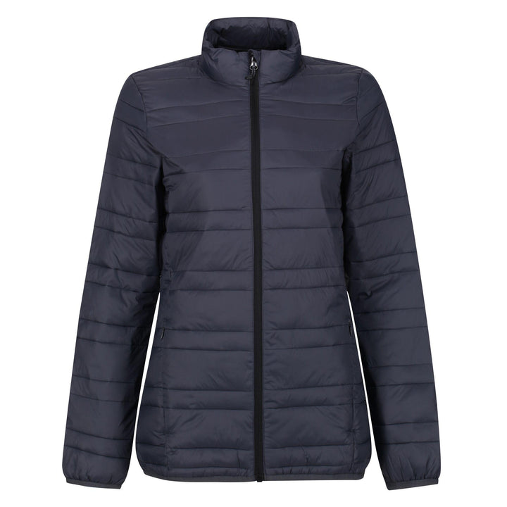 Regatta Professional Womens Firedown Baffled Quilted Jacket Seal Grey Black 1#colour_seal-grey-black