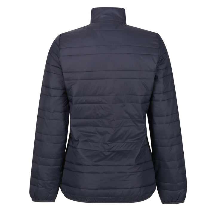 Regatta Professional Womens Firedown Baffled Quilted Jacket Seal Grey Black 2#colour_seal-grey-black