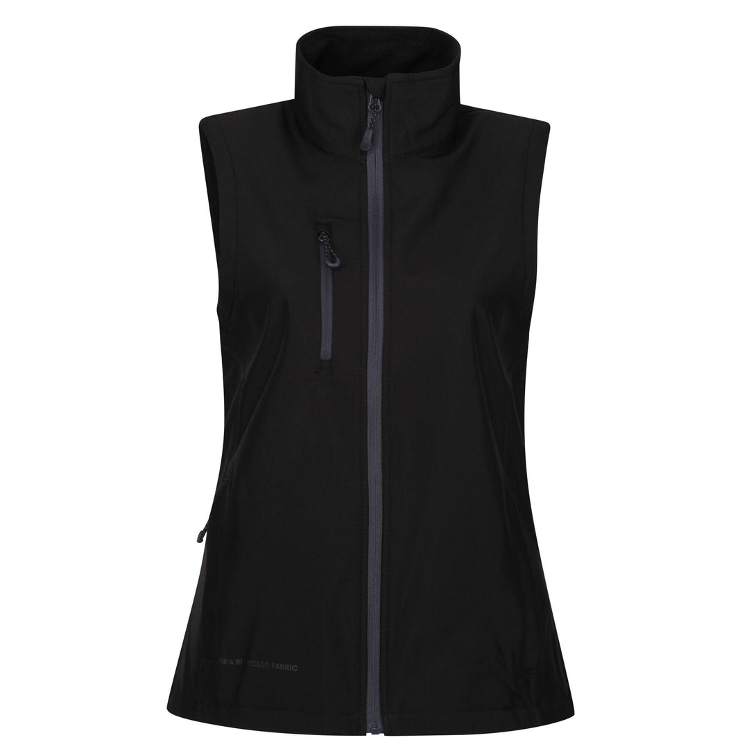 Regatta Professional Womens Honestly Made Recycled Softshell Bodywarmer Black 1#colour_black