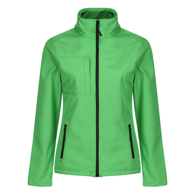 Regatta Professional Womens Octagon II Printable 3-Layer Membrane Softshell Jacket Extreme Green Black 1#colour_extreme-green-black