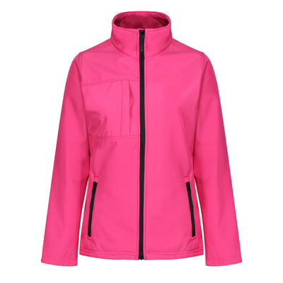 Regatta Professional Womens Octagon II Printable 3-Layer Membrane Softshell Jacket Hot Pink Black 1#colour_hot-pink-black