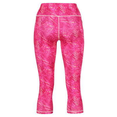 Regatta Professional Womens Pincha 3/4 Leggings Hot Pink Print 2#colour_hot-pink-print