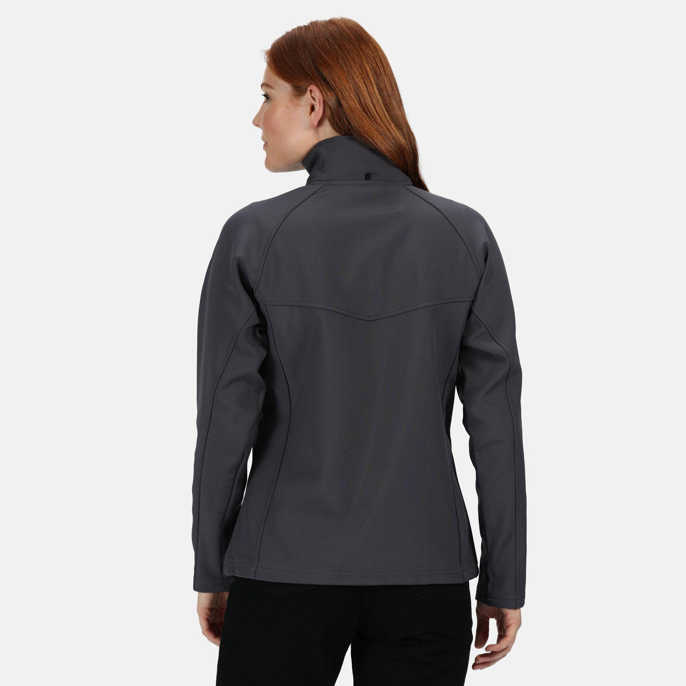 Regatta Professional Womens Uproar Interactive Softshell Jacket Seal Grey Model 2#colour_seal-grey