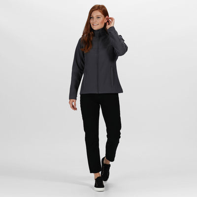 Regatta Professional Womens Uproar Interactive Softshell Jacket Seal Grey Model 3#colour_seal-grey