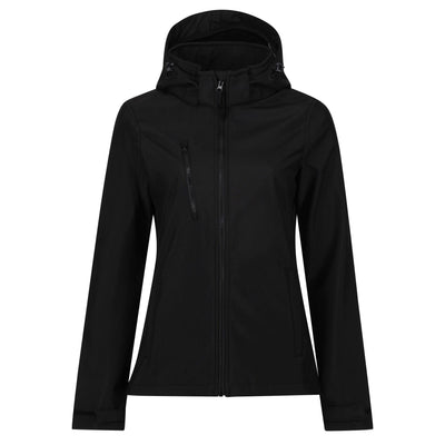 Regatta Professional Womens Venturer 3-layer Printable Hooded Softshell Jacket Black 1#colour_black