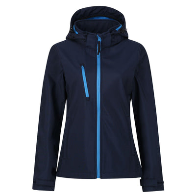 Regatta Professional Womens Venturer 3-layer Printable Hooded Softshell Jacket Navy French Blue 1#colour_navy-french-blue