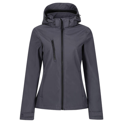 Regatta Professional Womens Venturer 3-layer Printable Hooded Softshell Jacket Seal Grey Black 1#colour_seal-grey-black
