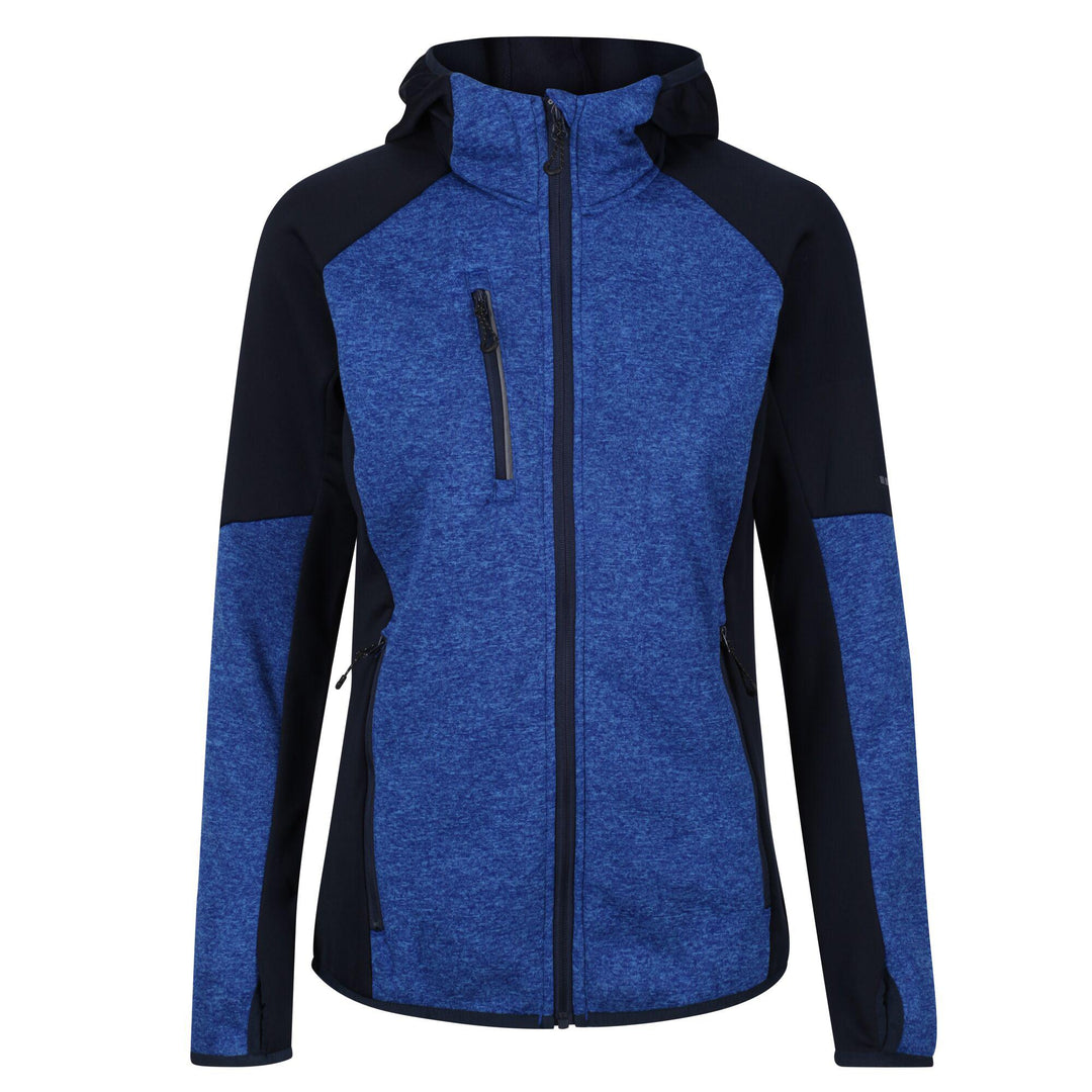 Regatta Professional Womens XPro Coldspring II Hybrid Full Zip Hooded Fleece Oxford Blue Marl Navy 1#colour_oxford-blue-marl-navy