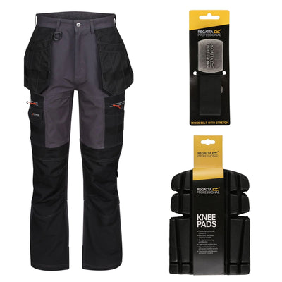 Regatta Professional Special Offer Pack - Mens Infiltrate Softshell Stretch Trousers + Belt + Knee Pads