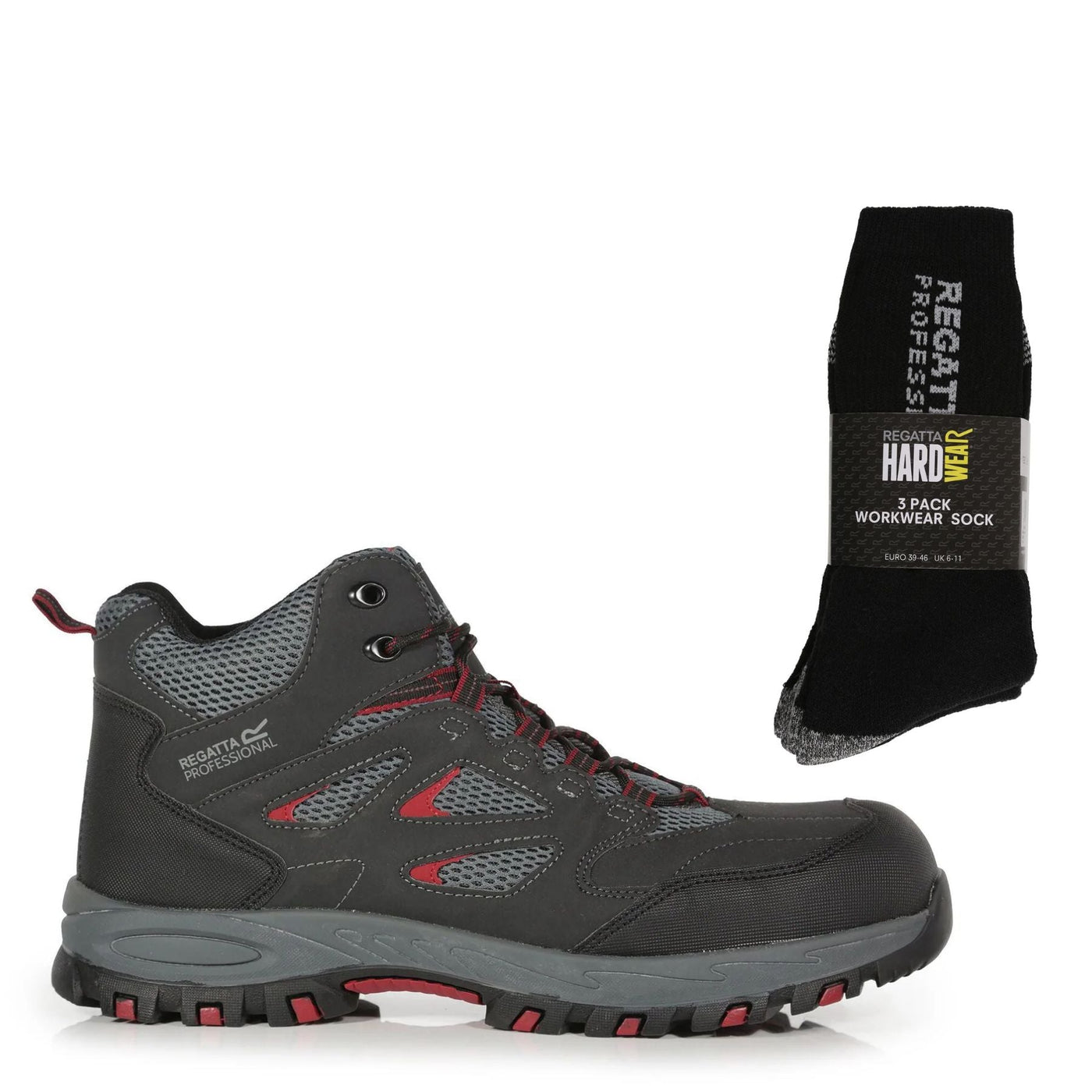 Regatta Professional Special Offer Pack - Mens Mudstone Safety Hiker Boots + 3 Pack Work Socks