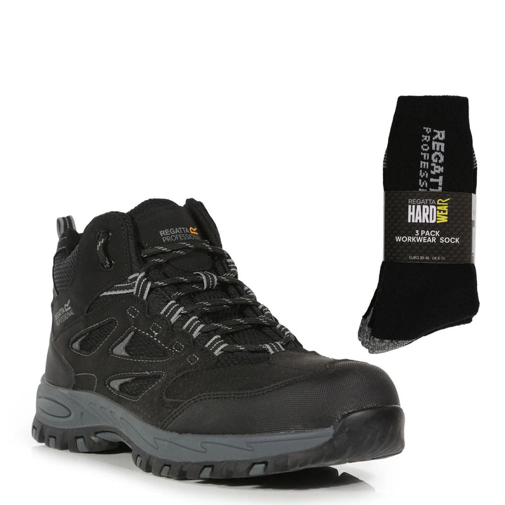 Regatta Professional Special Offer Pack - Mens Mudstone Safety Hiker Boots + 3 Pack Work Socks