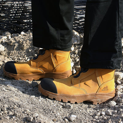 Rock Fall RF610 Honeystone Waterproof Boa Safety Boots Honey Action Shot#colour_honey