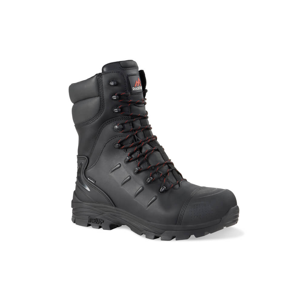 Rock Fall RF540 Monzonite Safety Boots - High Leg, Waterproof, Side Zip Black Main#colour_black