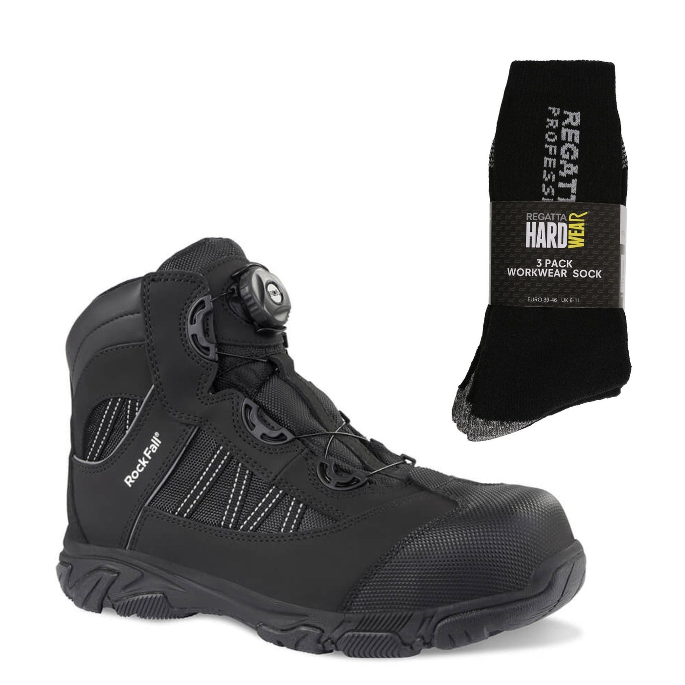 RockFall Ohm Special Offer Pack - RF160 Electrical Hazard BOA Work Boots + 3 Pairs Work Socks