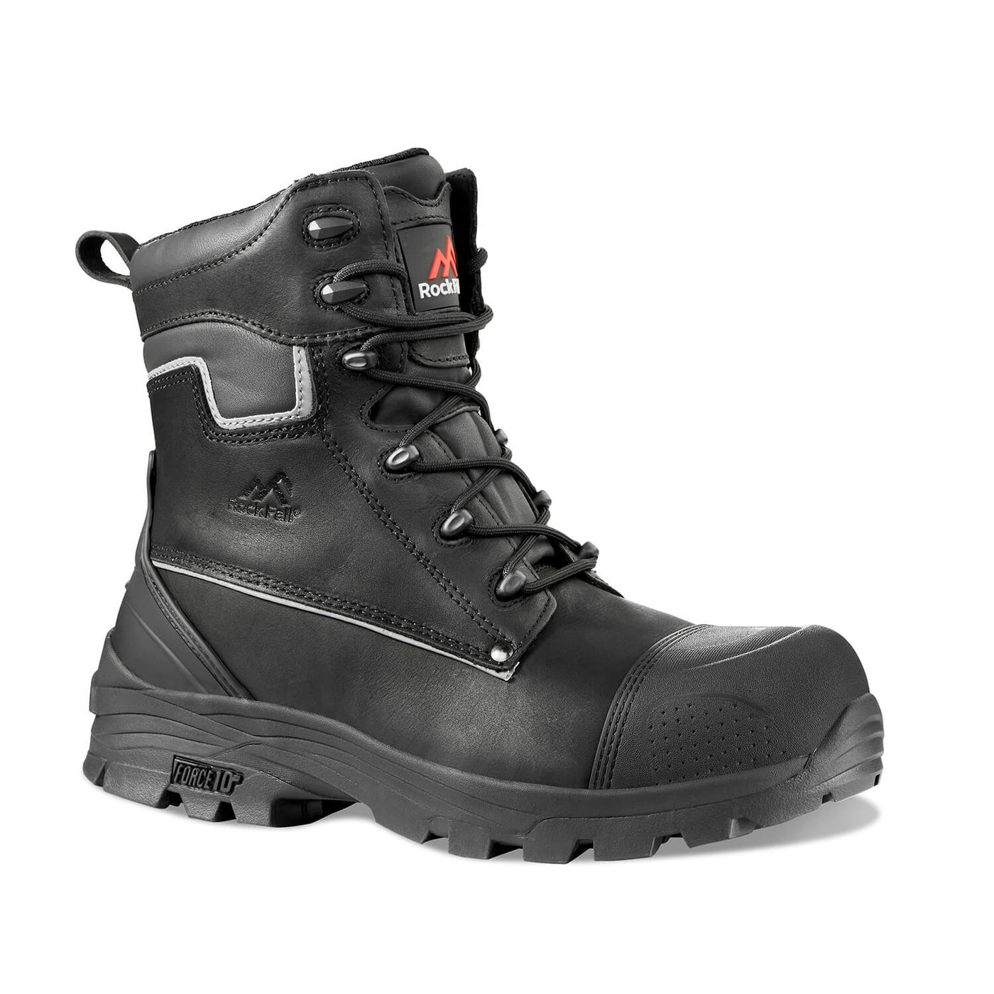 Rock Fall RF15 Shale High Leg Safety Boots with Side Zip Black Main#colour_black