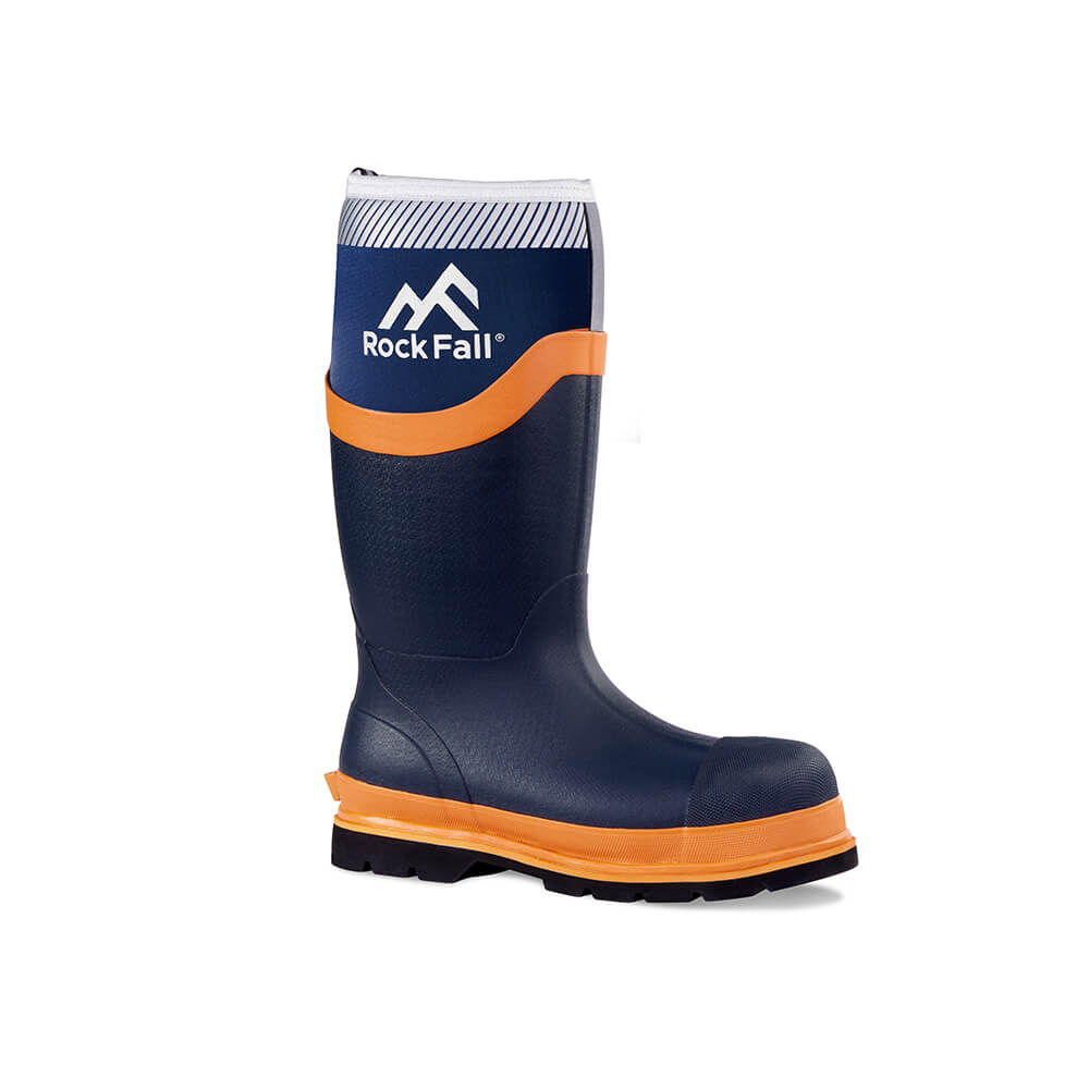 Rock Fall RF290 Silt Wellies - Neoprene Wellington Boots Blue/Orange Main#colour_blue-orange