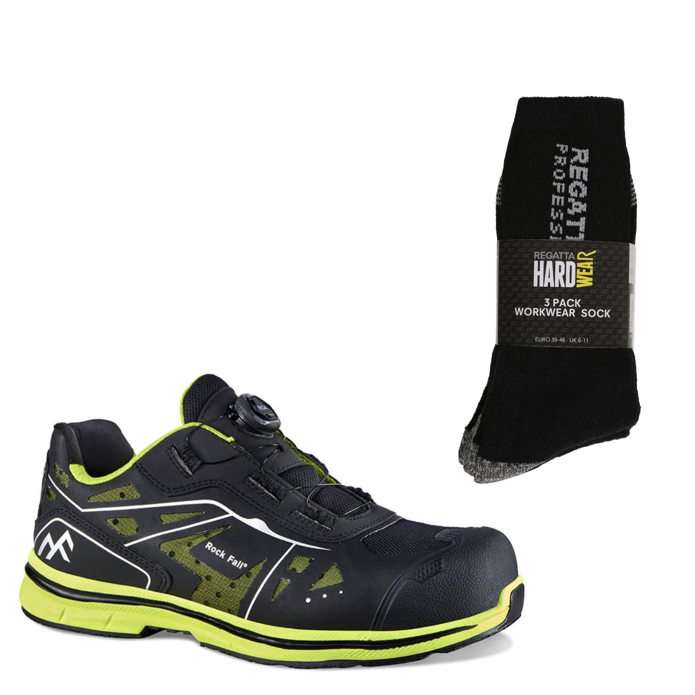 RockFall RF110 Special Offer Pack - ESD AirTech BOA Safety Trainers + 3 Pairs Work Socks