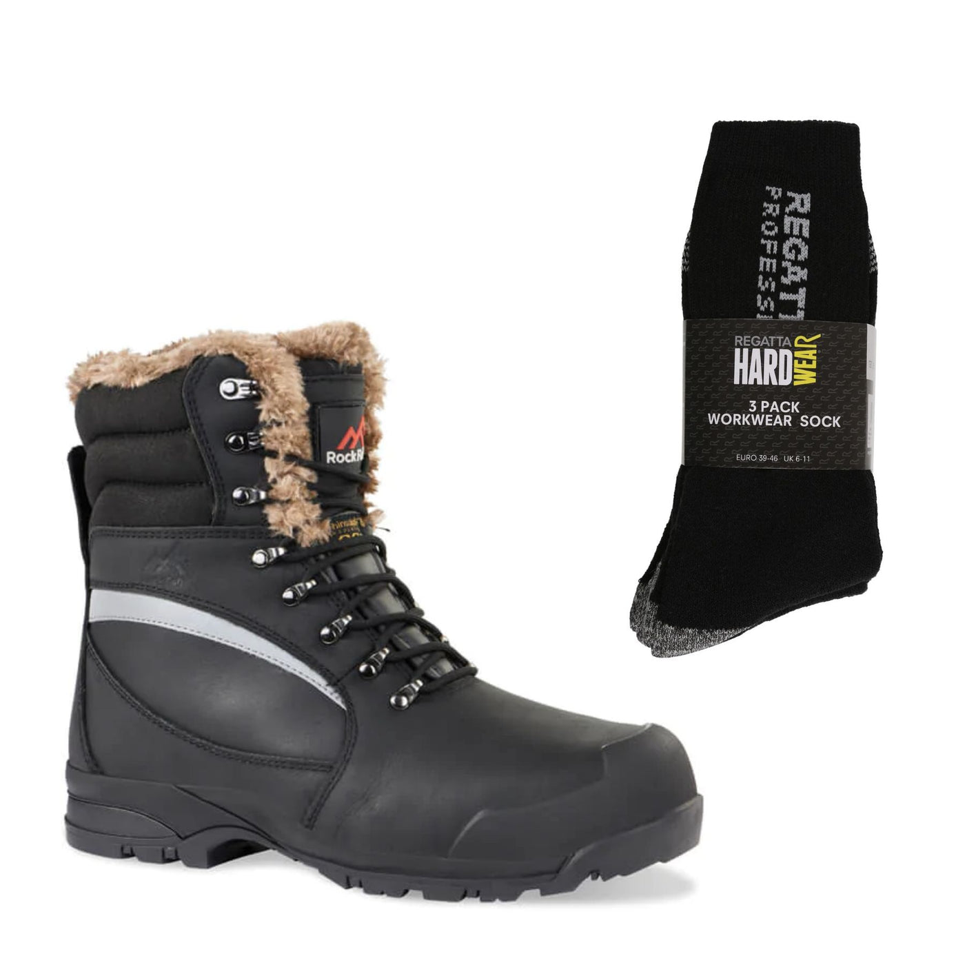 RockFall Alaska Special Offer Pack - RF001 Freezer Work Boots + 3 Pairs Work Socks