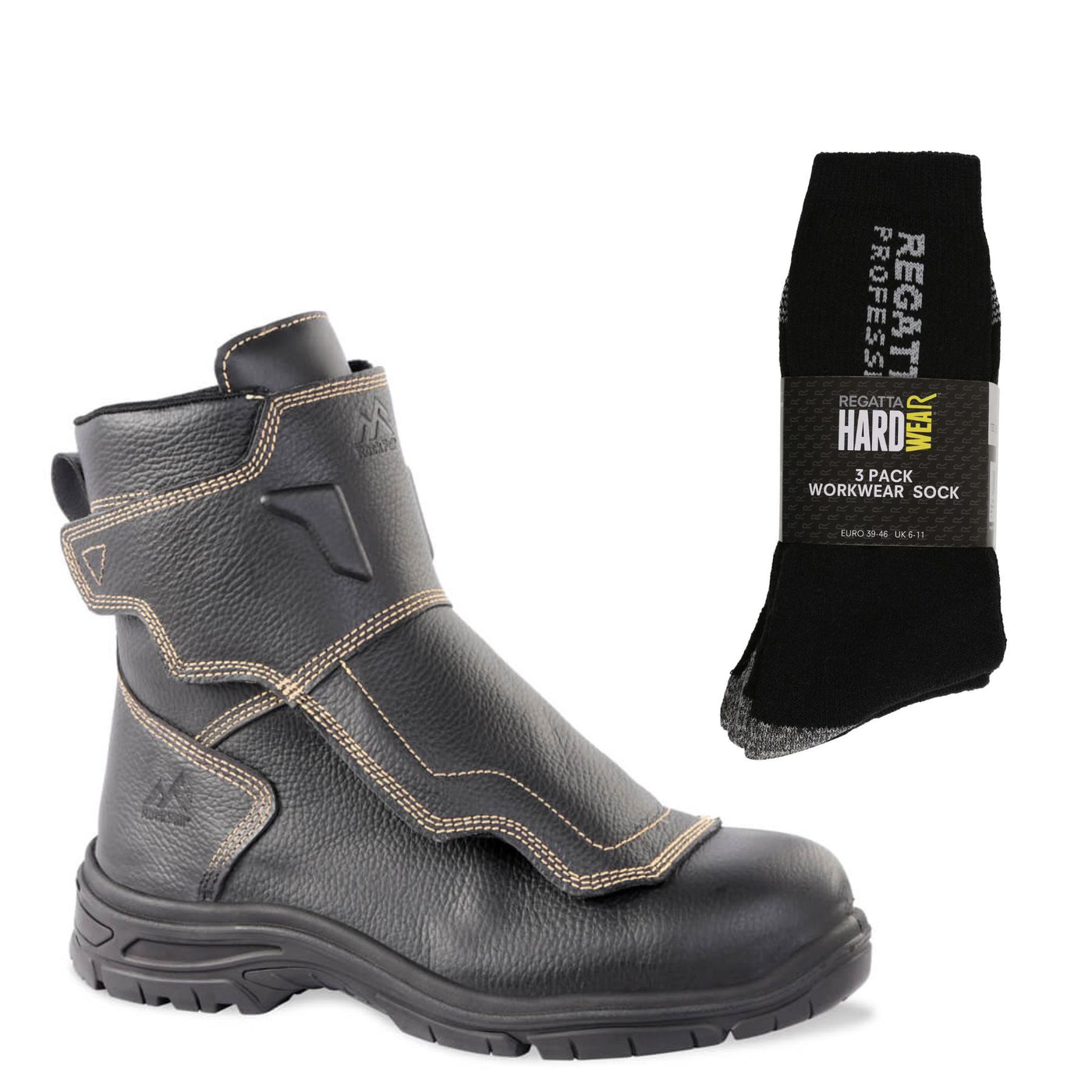 RockFall Helios Special Offer Pack - RF8000 High Leg Electrical Hazard Foundry Boots + 3 Pairs Work Socks