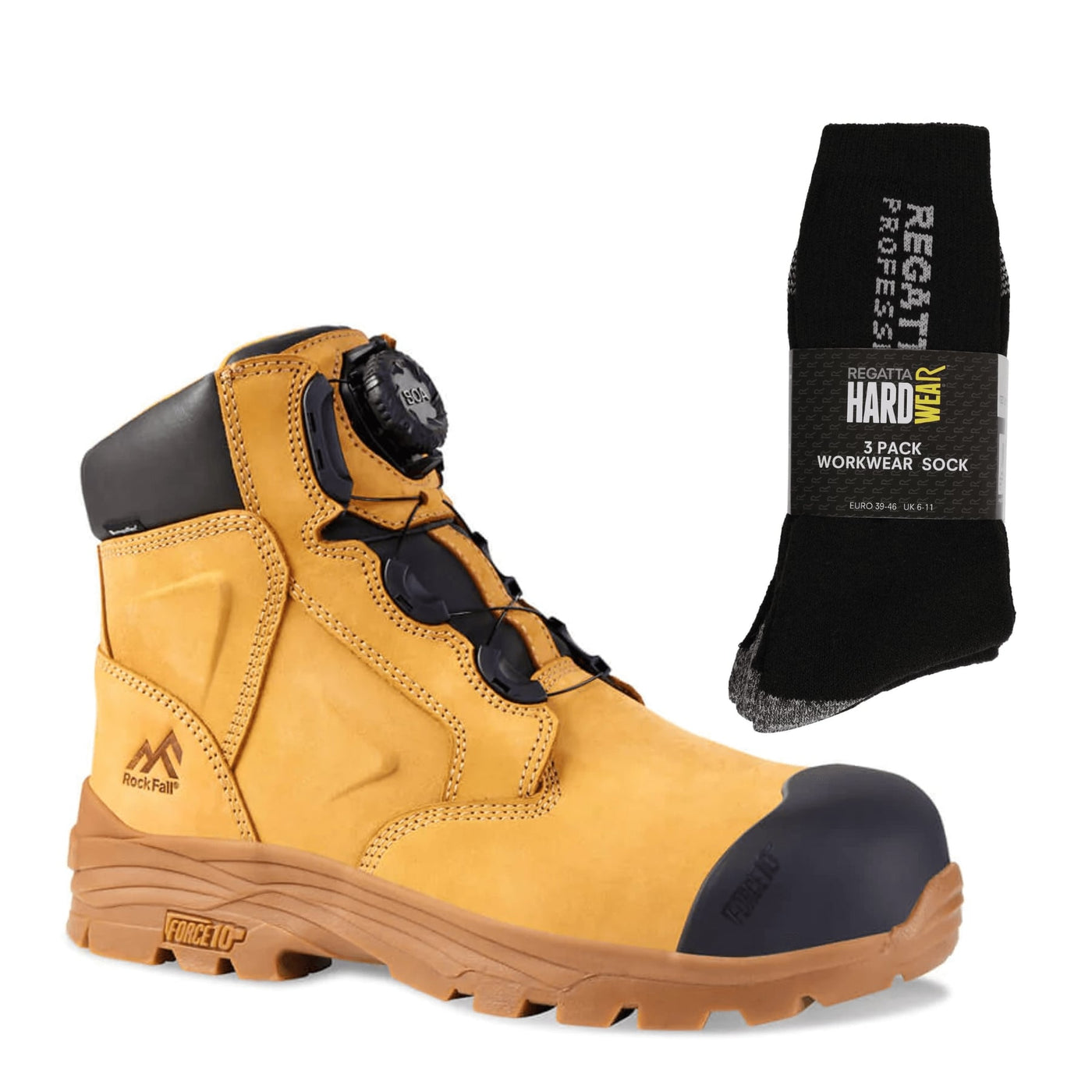 RockFall Honeystone RF610 Special Offer Pack - Waterproof BOA Work Boots + 3 Pairs Work Socks