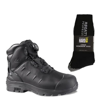 RockFall Lava Special Offer Pack - RF709 Waterproof BOA Safety Boots + 3 Pairs Work Socks