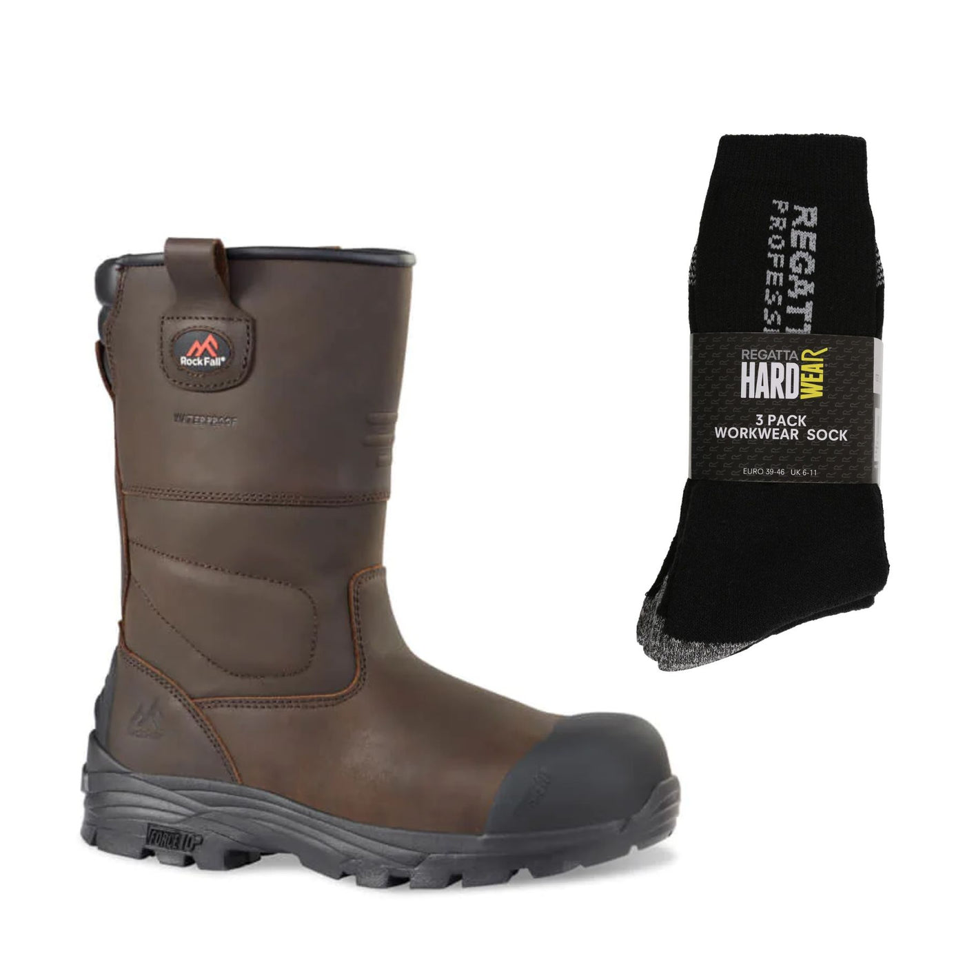 RockFall Texas Boots Special Offer Pack - RF70 Rigger Boots + 3 Pairs Work Socks