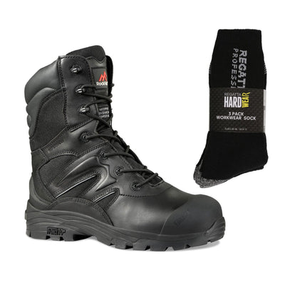 RockFall Special Offer Titanium Pack - RF4500 Waterproof Work Boots with Side Zip + 3 Pairs Work Socks