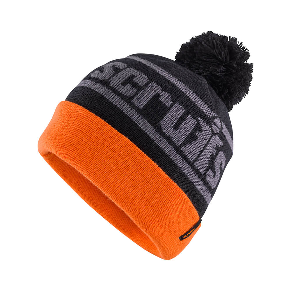 Scruffs Trade Bobble Hat Black/Orange 1#colour_black-orange