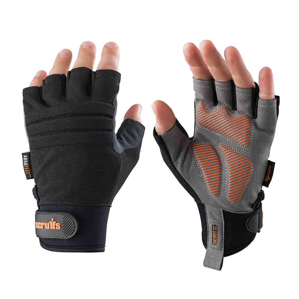 Scruffs Trade Fingerless Gloves Black Black 1#colour_black