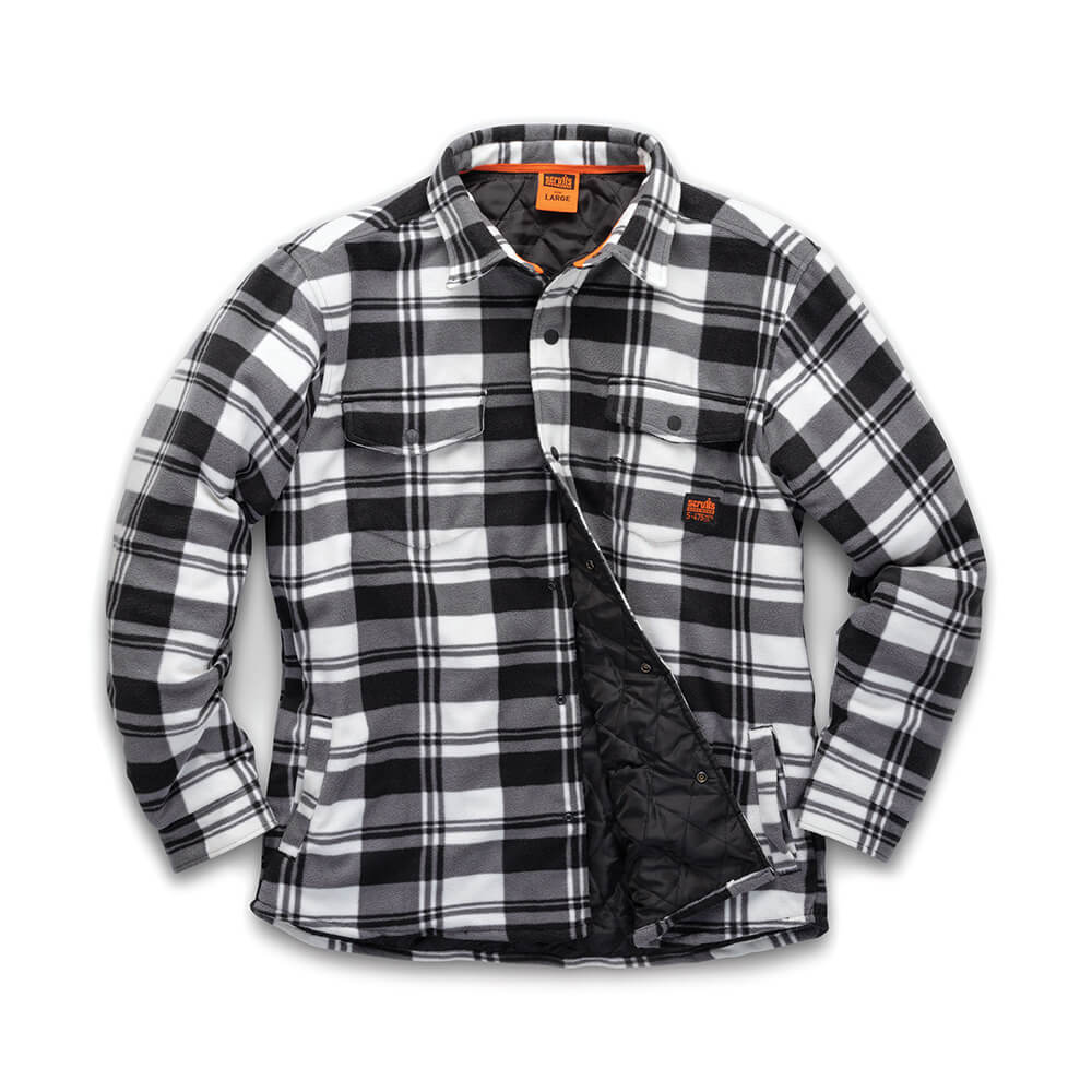 Scruffs Worker Padded Checked Shirt Black/White Black 1#colour_black