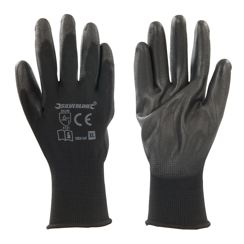 Silverline Black Palm Precision Handling Gloves Black 1#colour_black
